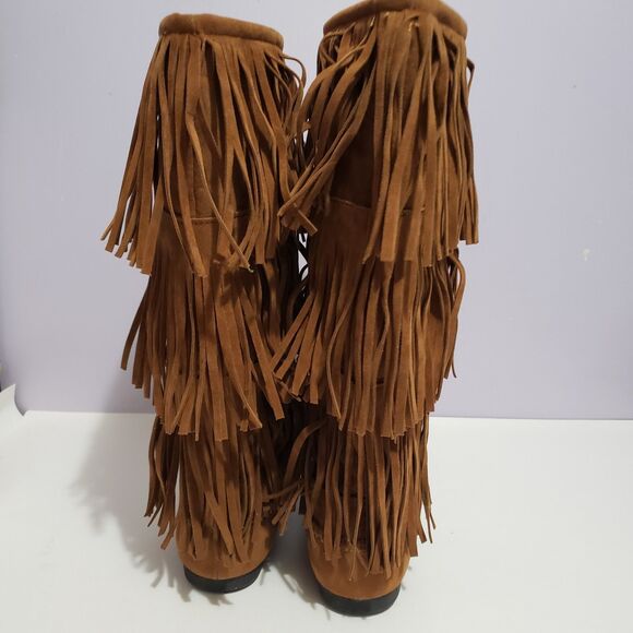 Hot Tomato Sz 10M Elk River Brown Fringe Women's Faux Suede Boots - Picture 9 of 13